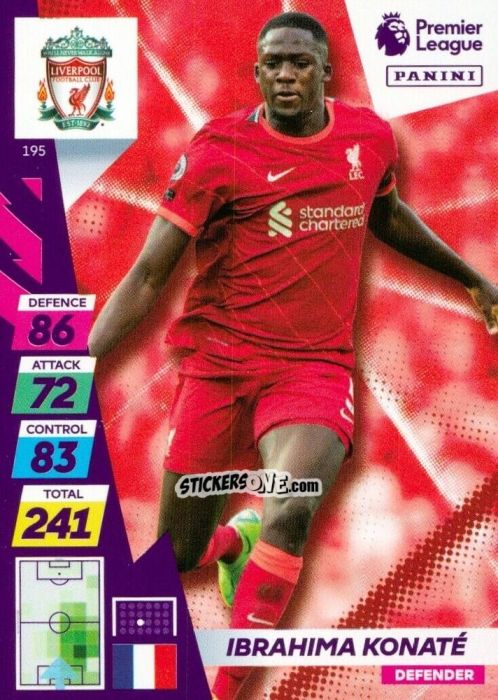 Figurina Ibrahima Konaté - English Premier League 2021-2022. Adrenalyn XL Plus n. 195 - Panini