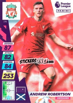 Sticker Andrew Robertson - English Premier League 2021-2022. Adrenalyn XL Plus n. 196 - Panini
