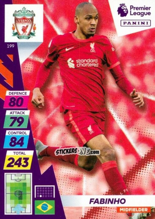 Sticker Fabinho - English Premier League 2021-2022. Adrenalyn XL Plus n. 199 - Panini