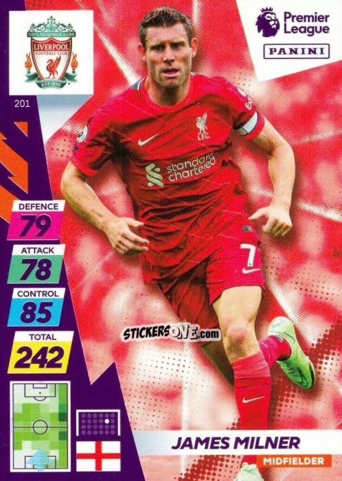 Sticker James Milner - English Premier League 2021-2022. Adrenalyn XL Plus n. 201 - Panini