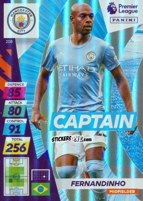 Sticker Fernandinho - English Premier League 2021-2022. Adrenalyn XL Plus n. 208 - Panini