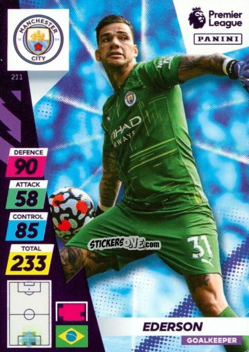 Sticker Ederson - English Premier League 2021-2022. Adrenalyn XL Plus n. 211 - Panini