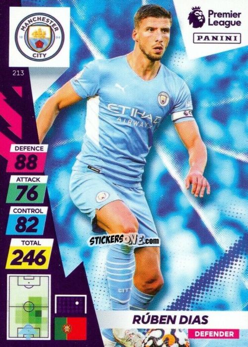 Sticker Rúben Dias - English Premier League 2021-2022. Adrenalyn XL Plus n. 213 - Panini