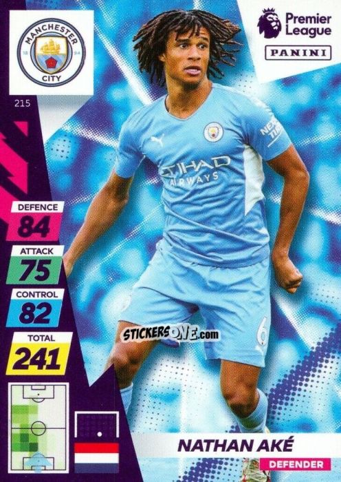 Figurina Nathan Aké - English Premier League 2021-2022. Adrenalyn XL Plus n. 215 - Panini