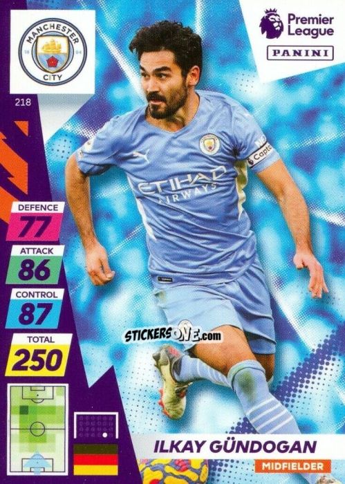 Sticker Ilkay Gündogan - English Premier League 2021-2022. Adrenalyn XL Plus n. 218 - Panini