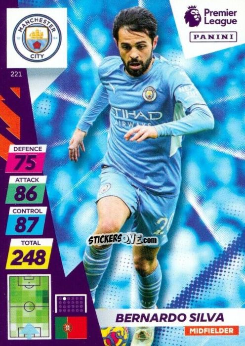 Sticker Bernardo Silva - English Premier League 2021-2022. Adrenalyn XL Plus n. 221 - Panini