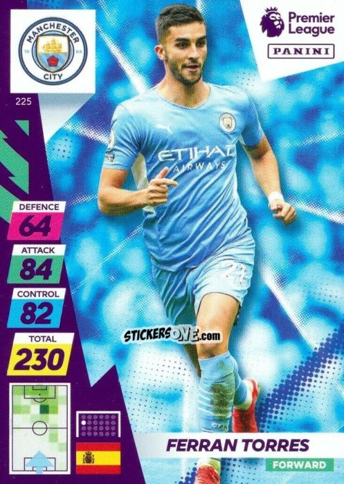 Sticker Ferran Torres - English Premier League 2021-2022. Adrenalyn XL Plus n. 225 - Panini