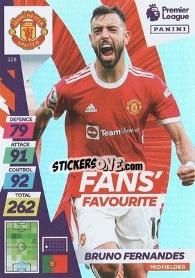 Sticker Bruno Fernandes - English Premier League 2021-2022. Adrenalyn XL Plus n. 228 - Panini