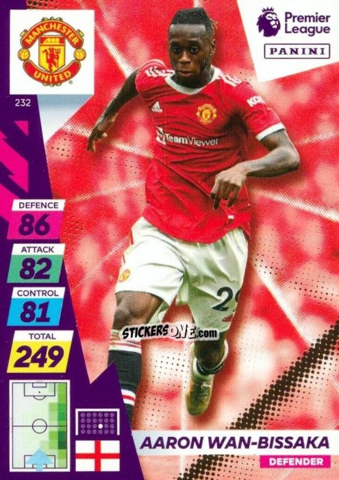 Sticker Aaron Wan-Bissaka - English Premier League 2021-2022. Adrenalyn XL Plus n. 232 - Panini