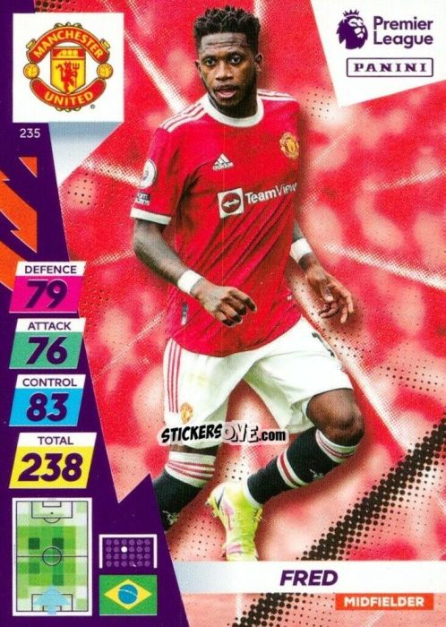 Figurina Fred - English Premier League 2021-2022. Adrenalyn XL Plus n. 235 - Panini