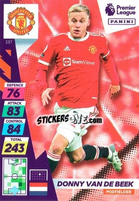 Sticker Donny Van De Beek - English Premier League 2021-2022. Adrenalyn XL Plus n. 237 - Panini
