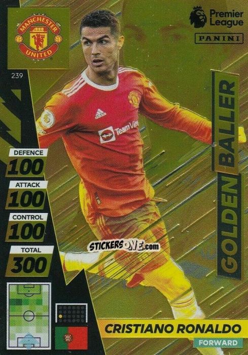 Figurina Cristiano Ronaldo - English Premier League 2021-2022. Adrenalyn XL Plus n. 239 - Panini
