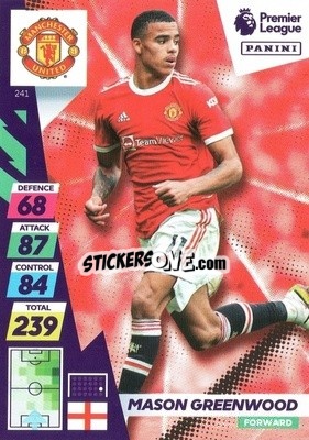 Sticker Mason Greenwood - English Premier League 2021-2022. Adrenalyn XL Plus n. 241 - Panini