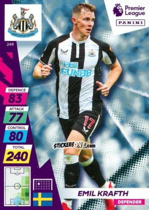 Cromo Emil Krafth - English Premier League 2021-2022. Adrenalyn XL Plus n. 249 - Panini