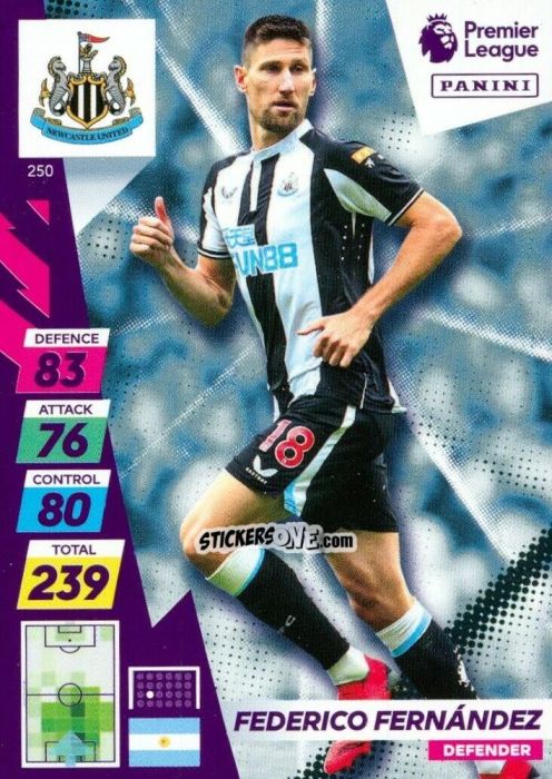 Figurina Federico Fernández - English Premier League 2021-2022. Adrenalyn XL Plus n. 250 - Panini