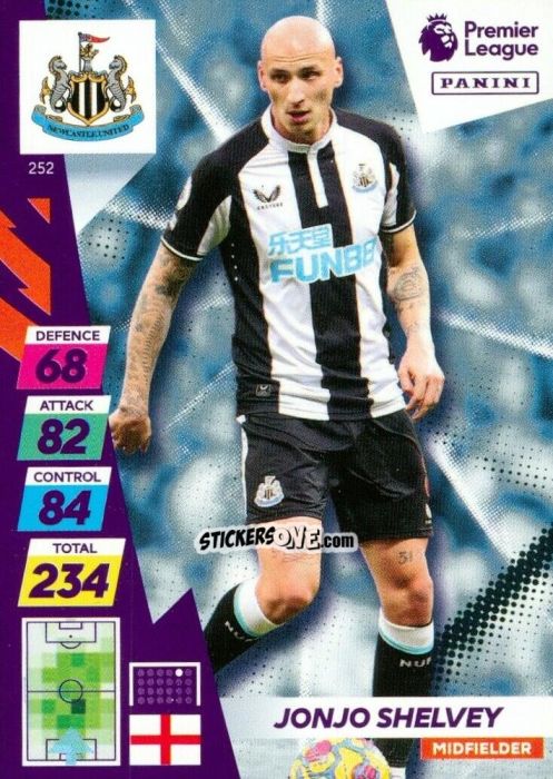 Figurina Jonjo Shelvey - English Premier League 2021-2022. Adrenalyn XL Plus n. 252 - Panini