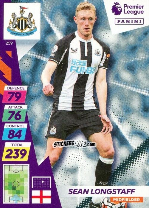 Sticker Sean Longstaff - English Premier League 2021-2022. Adrenalyn XL Plus n. 259 - Panini