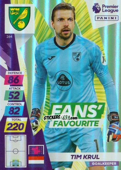 Sticker Tim Krul - English Premier League 2021-2022. Adrenalyn XL Plus n. 264 - Panini