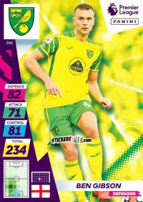 Figurina Ben Gibson - English Premier League 2021-2022. Adrenalyn XL Plus n. 266 - Panini