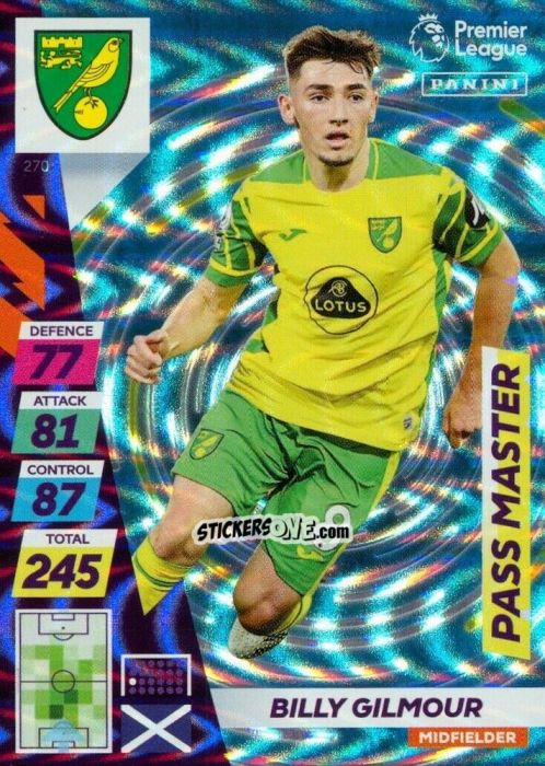 Sticker Billy Gilmour - English Premier League 2021-2022. Adrenalyn XL Plus n. 270 - Panini