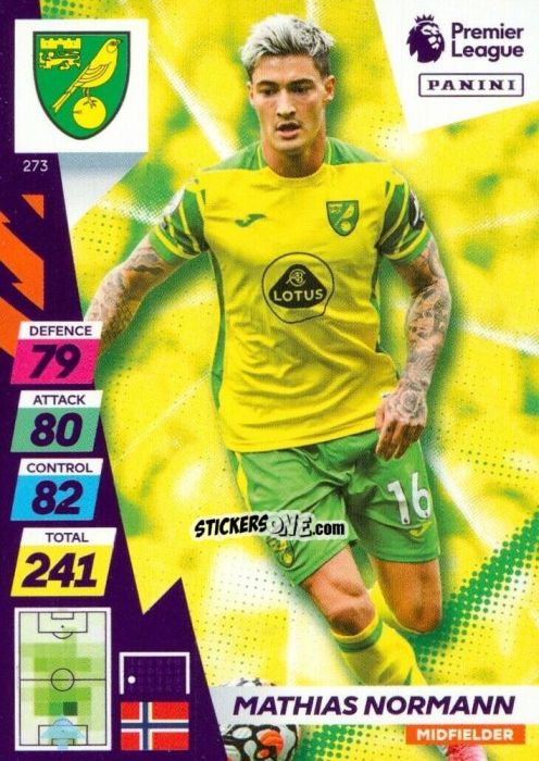 Figurina Mathias Normann - English Premier League 2021-2022. Adrenalyn XL Plus n. 273 - Panini