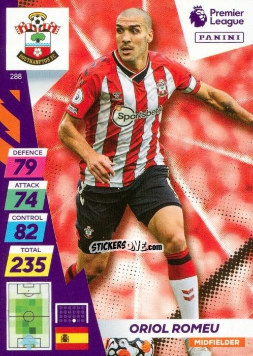 Sticker Oriol Romeu - English Premier League 2021-2022. Adrenalyn XL Plus n. 288 - Panini