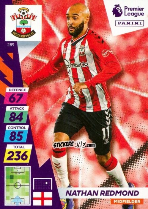 Cromo Nathan Redmond - English Premier League 2021-2022. Adrenalyn XL Plus n. 289 - Panini