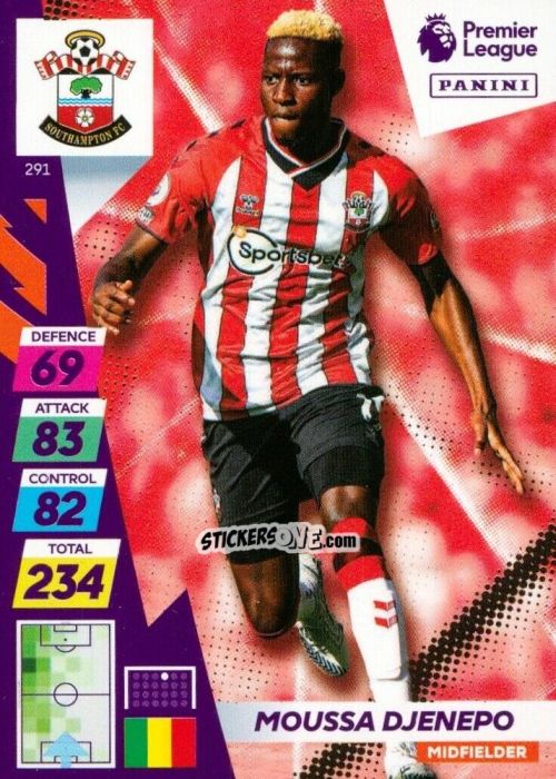 Sticker Moussa Djenepo - English Premier League 2021-2022. Adrenalyn XL Plus n. 291 - Panini