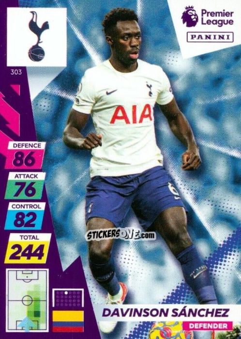 Sticker Davinson Sánchez - English Premier League 2021-2022. Adrenalyn XL Plus n. 303 - Panini