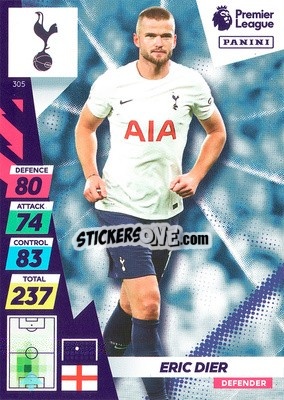 Sticker Eric Dier - English Premier League 2021-2022. Adrenalyn XL Plus n. 305 - Panini