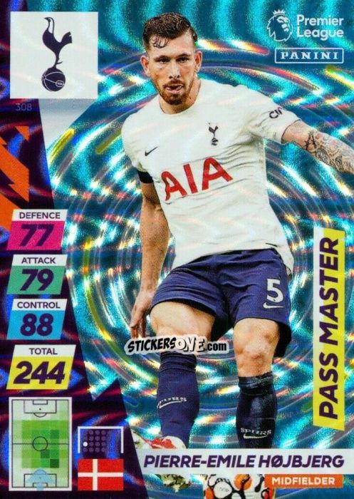 Sticker Pierre-Emile HOjbjerg - English Premier League 2021-2022. Adrenalyn XL Plus n. 308 - Panini