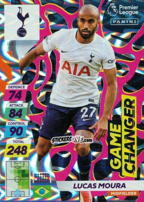 Sticker Lucas Moura - English Premier League 2021-2022. Adrenalyn XL Plus n. 312 - Panini