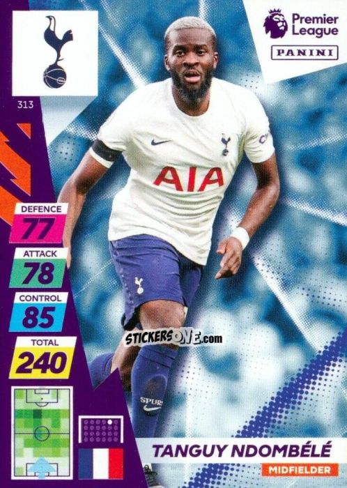 Figurina Tanguy Ndombélé - English Premier League 2021-2022. Adrenalyn XL Plus n. 313 - Panini