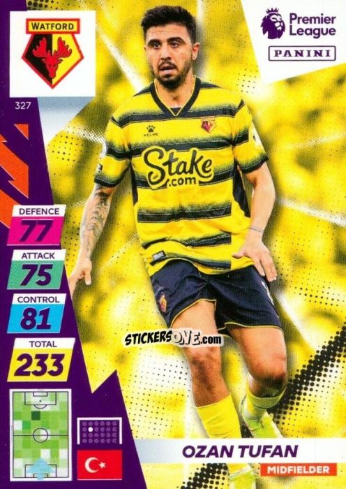 Sticker Ozan Tufan - English Premier League 2021-2022. Adrenalyn XL Plus n. 327 - Panini