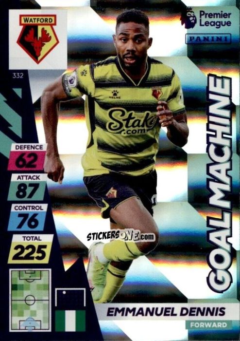 Cromo Emmanuel Dennis - English Premier League 2021-2022. Adrenalyn XL Plus n. 332 - Panini