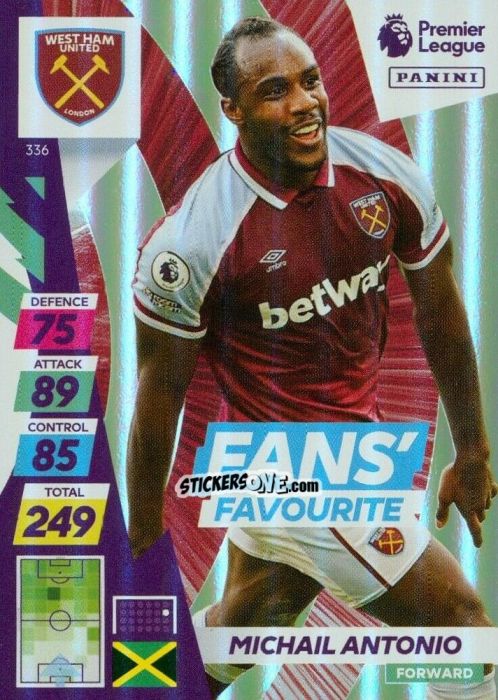 Sticker Michail Antonio - English Premier League 2021-2022. Adrenalyn XL Plus n. 336 - Panini