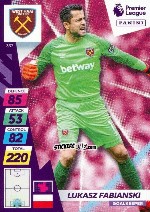 Sticker ukasz Fabianski - English Premier League 2021-2022. Adrenalyn XL Plus n. 337 - Panini