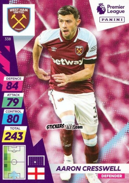 Sticker Aaron Cresswell - English Premier League 2021-2022. Adrenalyn XL Plus n. 338 - Panini