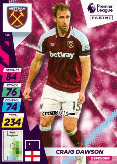 Cromo Craig Dawson - English Premier League 2021-2022. Adrenalyn XL Plus n. 340 - Panini