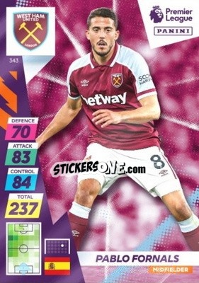 Sticker Pablo Fornals - English Premier League 2021-2022. Adrenalyn XL Plus n. 343 - Panini