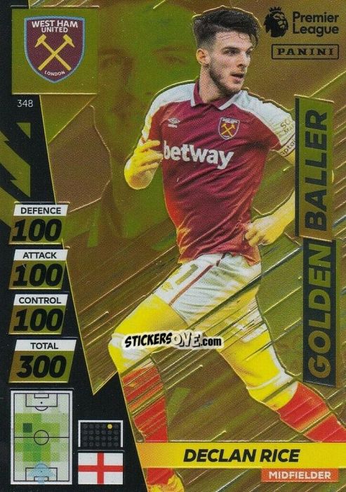 Figurina Declan Rice - English Premier League 2021-2022. Adrenalyn XL Plus n. 348 - Panini