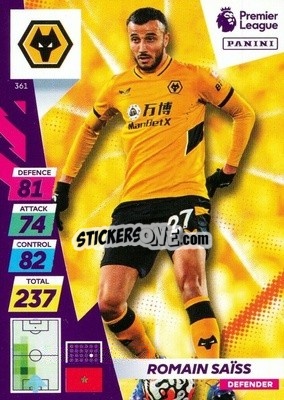 Sticker Romain Saiss - English Premier League 2021-2022. Adrenalyn XL Plus n. 361 - Panini