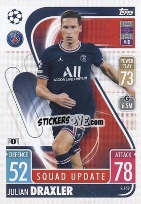Sticker Julian Draxler - UEFA Champions League & Europa League 2021-2022. Match Attax Extra n. SU52 - Topps