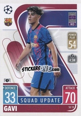 Sticker Gavi - UEFA Champions League & Europa League 2021-2022. Match Attax Extra n. SU18 - Topps
