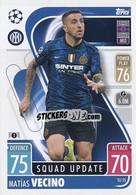 Figurina Matías Vecino - UEFA Champions League & Europa League 2021-2022. Match Attax Extra - Topps