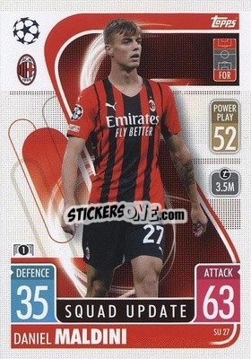 Sticker Daniel Maldini - UEFA Champions League & Europa League 2021-2022. Match Attax Extra n. SU27 - Topps