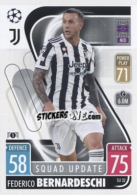 Sticker Federico Bernardeschi - UEFA Champions League & Europa League 2021-2022. Match Attax Extra n. SU32 - Topps