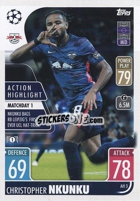 Sticker Christopher Nkunku - UEFA Champions League & Europa League 2021-2022. Match Attax Extra n. AH3 - Topps