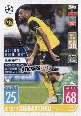 Sticker Jordan Siebatcheu - UEFA Champions League & Europa League 2021-2022. Match Attax Extra n. AH5 - Topps