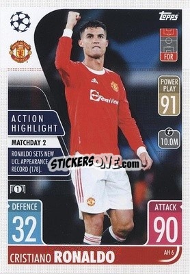 Sticker Cristiano Ronaldo - UEFA Champions League & Europa League 2021-2022. Match Attax Extra n. AH6 - Topps